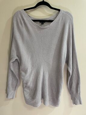 J. Jill Pale Gray Beige Ribbed Scoop Neck Pullover Women’s Size S